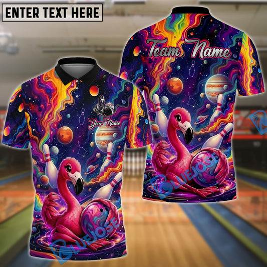 BlueJose Bowling Rainbow Paint Flamingo Personalized Name, Team Name 3D Shirt