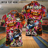 BlueJose Bowling & Pins  Funny Graffiti Cool Cartoon Street Art Design That's Some Bowlshit Customized Name, Team Name 3D Shirt (4 Colors)