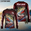 Bluejose Bass Fishing Red Dragon Scale Lightning Custom Name & Team Name 3D Shirts