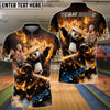 BlueJose Bowling & Pins Panda Warrior Fire Action Customized Name, Team Name 3D Shirt (4 Colors)