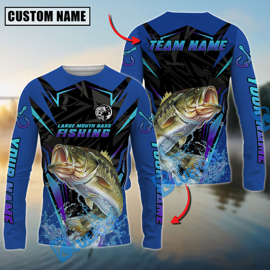 Bluejose Bass Fishing Neon Sport Jersey Style Custom Name & Team Name 3D Shirts