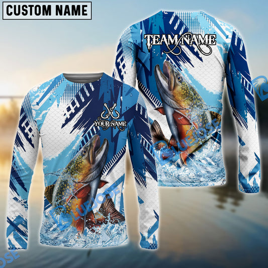Bluejose Trout Fishing Blue Water Splash Scale Pattern Custom Name & Team Name 3D Shirts