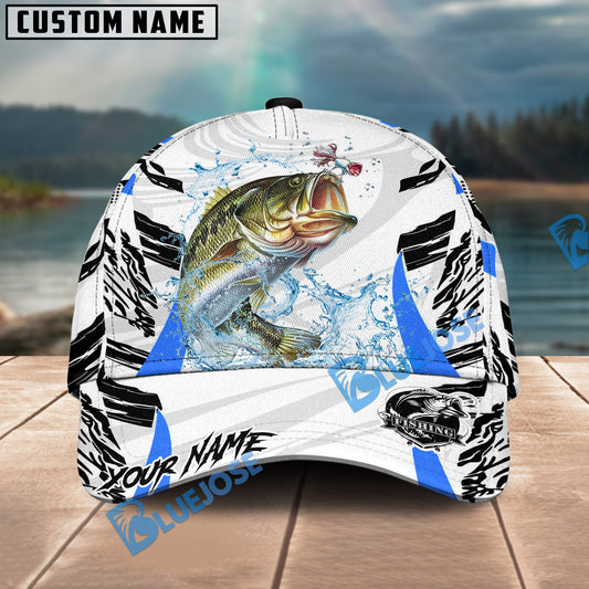 BlueJose Fishing White Black Curve Pattern Design Personalized Cap (13 Breeds)