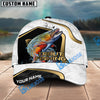 BlueJose Fishing White Marble & Gold Trim Splash Heartbeat Line Personalized Cap (13 Breeds)