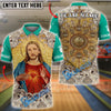 BlueJose Bowling And Pins Jesus Sacred Heart Customized Name, Team Name 3D Shirt (4 Colors)