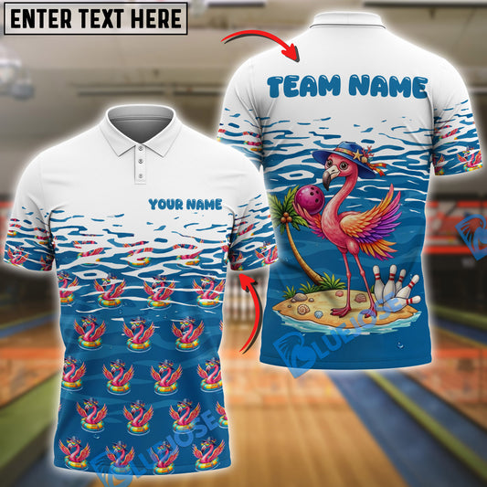 BlueJose Bowling And Pins Cute Flamingo Summer Vibe Customized Name, Team Name 3D Shirt