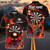 BlueJose Darts Flame Skull Hand Claw Dartboards Design Personalized Name, Team Name Unisex Shirt (4 Colors)
