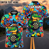 BlueJose Darts Crocodile Tough Cartoon Dartboard Design Personalized Name, Team Name Unisex Shirt (4 Colors)