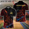 BlueJose Bowling And Pins American Flag Hot Streak Customized Name, Team Name 3D Shirt (4 Colors)