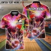 BlueJose Bowling And Pins Vibrant Nebula Customized Name, Team Name 3D Shirt (4 Colors)