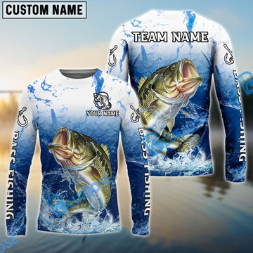 Bluejose Bass Fishing Ocean Scale Gradient Splash Design Custom Name & Team Name 3D Shirts
