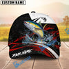 BlueJose Fishing Black Red Abstract Stripe Personalized Name Classic 3D Cap (13 Breeds)