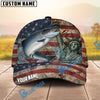 BlueJose Fishing Vintage USA Flag Statue Of Liberty Personalized Name Classic 3D Cap (13 Breeds)
