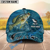 BlueJose Fishing Ocean Blue Underwater Texture Personalized Name Classic 3D Cap (13 Breeds)