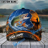 BlueJose Fishing Blue Sunset Ocean Camo Personalized Name Classic 3D Cap (13 Breeds)