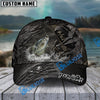 BlueJose Fishing Reaper Cracked Steel Skull Artwork Personalized Name Classic 3D Cap (13 Breeds)
