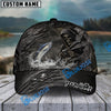 BlueJose Fishing Reaper Cracked Steel Skull Artwork Personalized Name Classic 3D Cap (13 Breeds)