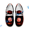 BlueJose Billiard 8 Ball Eagle Fire Flame White Canvas Loafer Shoes ( 4 Colors )