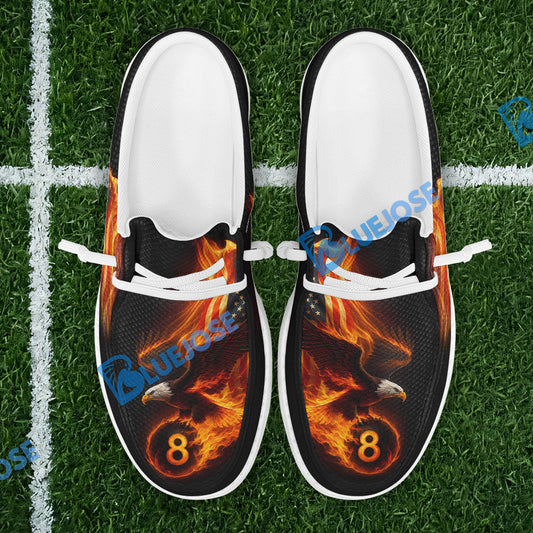BlueJose Billiards Ball 8 Eagle Flag Flame Mesh Dude Shoes (4 Colors)