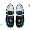 BlueJose Billiards 8 Ball Black Stains Grunge Cyan White Canvas Loafer Shoes