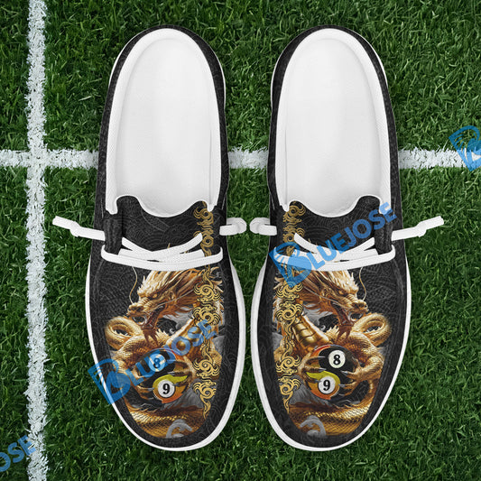 BlueJose Billiards 8 Ball 9 Ball Golden Dragon Yin And Yang Mesh Dude Shoes (4 Colors)