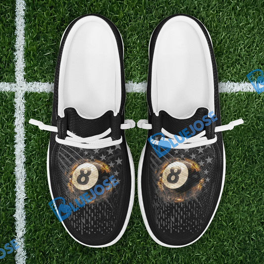 BlueJose Billiards Ball 8 Fire Black US Flag Mesh Dude Shoes