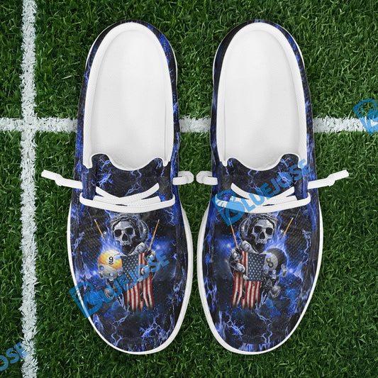 BlueJose Billiards Ball 8 & 9 Fire Skull US Flag Mesh Dude Shoes (6 Colors)
