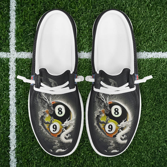 BlueJose Billiards 8 And 9 Ball Black And White Dragon Couple Mesh Dude Shoes