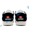 BlueJose Personalized Name Cornhole Blue White Canvas Loafer Shoes