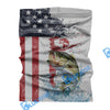 BlueJose Bass Fishing American Flag Red Blue Seawave Neck Gaiter