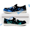 BlueJose Billiards 8 Dust Flame Blue Cyan White Canvas Loafer Shoes