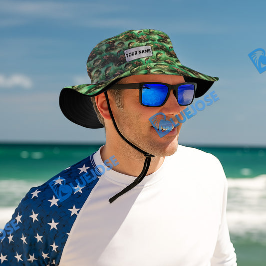 BlueJose Crappie Fish Pattern Custom Name Bucket Hat