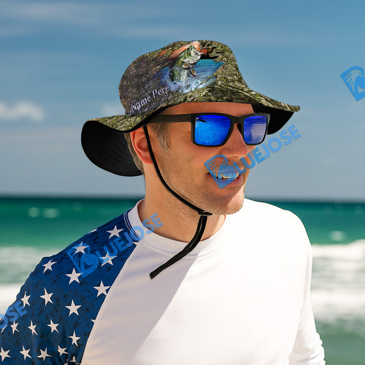 BlueJose Bass Camouflage Custom Name Bucket Hat
