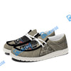 BlueJose Eagle Retro American Flag Billiard White Canvas Loafer Shoes