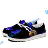 BlueJose Billiards Ball 8 And 9 Fire Skull Crack White Canvas Loafer Shoes (4 Colors)
