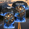 BlueJose Darts Fire Skull Crack Dartboard Personalized Name, Team Name Shirt (4 Colors)