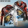 Bluejose Bass Fishing Red Flame With Cross Pattern Custom Name & Team Name 3D Shirts