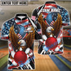 BlueJose Bowling American Eagle Patriotic USA Flag Strike Ball Design Personalized Name, Team Name 3D Shirt