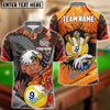BlueJose Billiards Ball 9 Eagle Claw Firestorm American Flag  Personalized Name Shirt (4 Colors)
