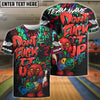 BlueJose Bowling And Pins Bear Scary Teddy Graffiti Style Customized Name, Team Name 3D Shirt (4 Colors)