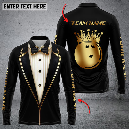 BlueJose Bowling Luxury Tuxedo Crown Ball Personalized Name, Team Name 3D Shirt