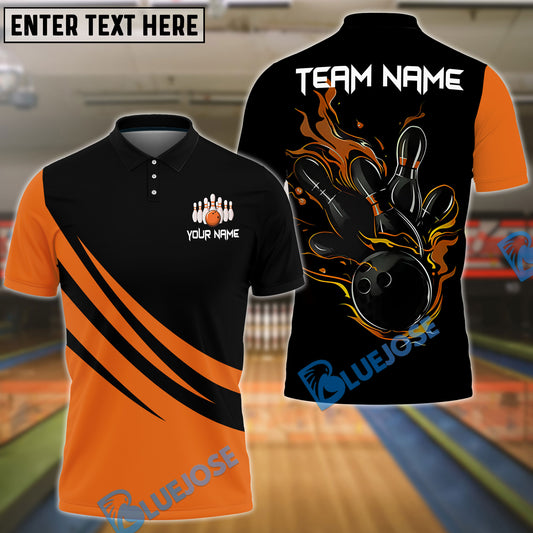 BlueJose Bowling And Pins Basic Black Personalized Shirt (4 Colors)