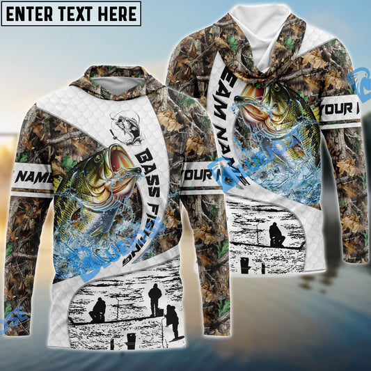 Bluejose Bass Fishing Camo Forest Scene Custom Name & Team Name 3D Shirts