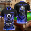 BlueJose Billiards Ball 8 Flame Eye Skull Personalized Name & Team Name Shirt (4 Colors)