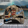 BlueJose Deer Hunting American Flag Pattern Multicolor Personalized Name 3D Cap (4 colors)