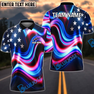 BlueJose Darts American Flag Watercolor Personalized Name Shirt