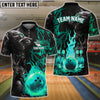 BlueJose Bowling And Pins Flame Wolf Multicolor Customized Name 3D Shirt (4 Colors)