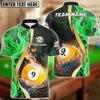 BlueJose Billiards Ball 9 Fiery Golden Flame Personalized Name, Team Name Unisex Shirt (4 Colors)