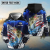 Bluejose Striped Bass Fishing Dark Blue Scratch American Flag scratch Sport Custom Name & Team Name 3D Shirts