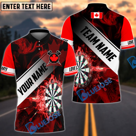 BlueJose Darts Canada Flag Personalized Name, Team Name Shirt